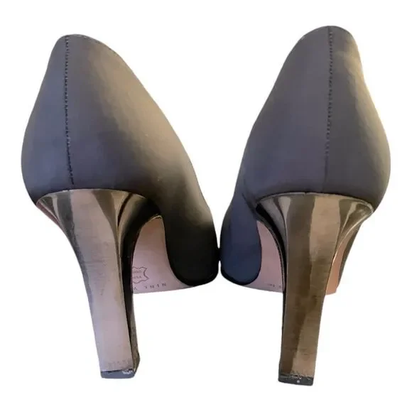 Vintage Nine West Pewter Metallic Heels Size 7 - Picture 8 of 10